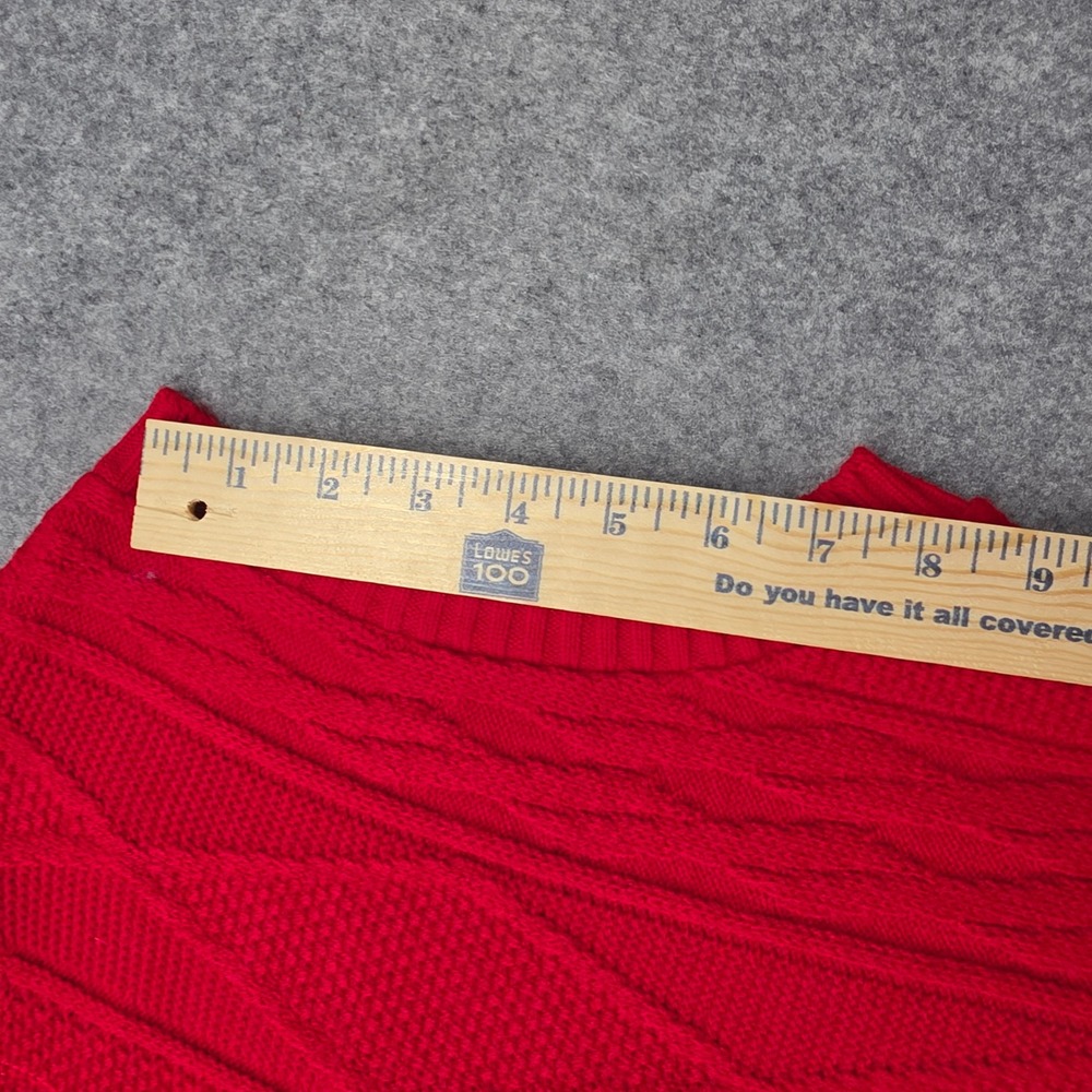 Vintage 70'sEdgeworth Men Red Cable Knit V-Neck Sweater Vest Acrilan Acrylic MG - Picture 4 of 13